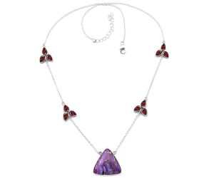 Copper Purple Turquoise and Garnet Necklace SDN1717 N-1004, 21x21 mm
