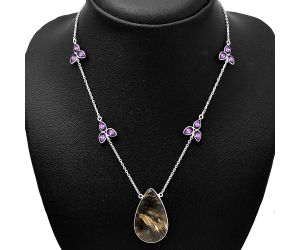 Bat Cave Jasper and Amethyst Necklace SDN1745 N-1004, 19x31 mm