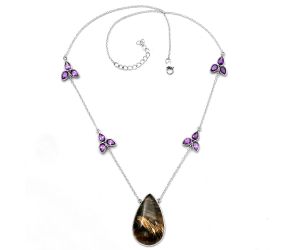 Bat Cave Jasper and Amethyst Necklace SDN1745 N-1004, 19x31 mm