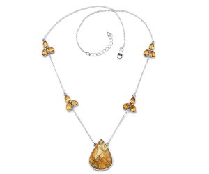 Rock Calcy and Citrine Necklace SDN1753 N-1004, 19x25 mm