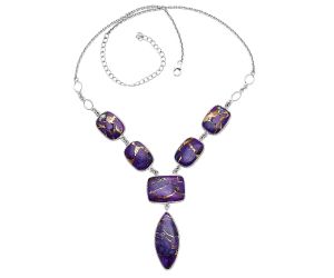 Copper Purple Turquoise Necklace SDN1849 N-1014, 14x33 mm
