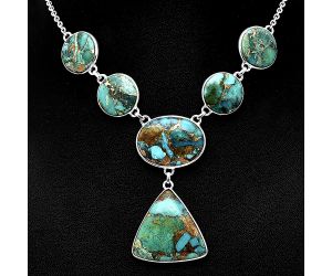 Kingman Copper Teal Turquoise Necklace SDN1857 N-1013, 20x20 mm
