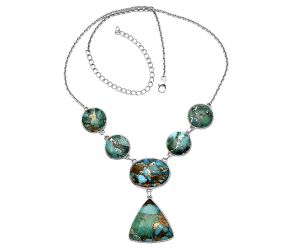 Kingman Copper Teal Turquoise Necklace SDN1857 N-1013, 20x20 mm