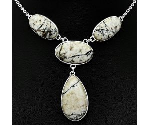 Authentic White Buffalo Turquoise Nevada Necklace SDN1885 N-1013, 16x29 mm