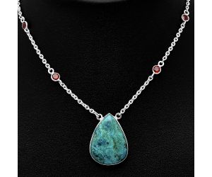 Royston Ribbon Turquoise and Garnet Necklace SDN1902 N-1012, 19x25 mm