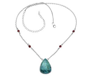 Royston Ribbon Turquoise and Garnet Necklace SDN1902 N-1012, 19x25 mm