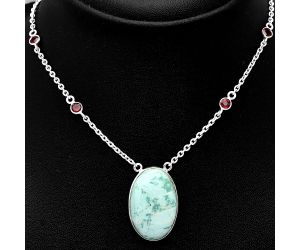 Royston Ribbon Turquoise and Garnet Necklace SDN1904 N-1012, 17x26 mm