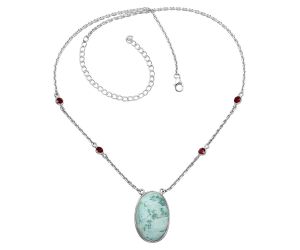 Royston Ribbon Turquoise and Garnet Necklace SDN1904 N-1012, 17x26 mm
