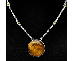 Tiger Eye and Citrine Necklace SDN1917 N-1012, 24x24 mm