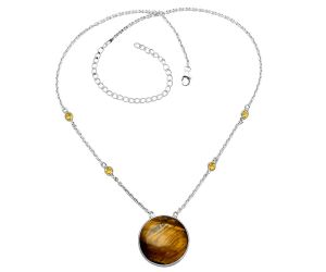 Tiger Eye and Citrine Necklace SDN1917 N-1012, 24x24 mm