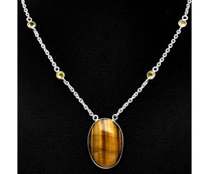 Tiger Eye and Citrine Necklace SDN1918 N-1012, 18x25 mm