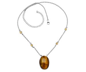 Tiger Eye and Citrine Necklace SDN1918 N-1012, 18x25 mm