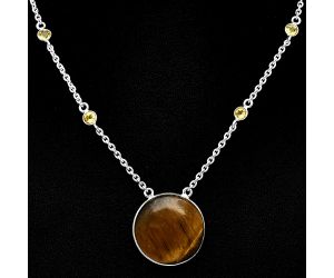 Tiger Eye and Citrine Necklace SDN1919 N-1012, 22x22 mm