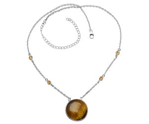 Tiger Eye and Citrine Necklace SDN1919 N-1012, 22x22 mm