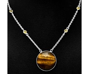 Tiger Eye and Citrine Necklace SDN1920 N-1012, 24x24 mm
