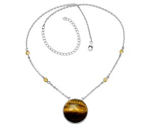 Tiger Eye and Citrine Necklace SDN1920 N-1012, 24x24 mm