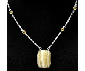 Yellow Aragonite and Citrine Necklace SDN1922 N-1012, 17x23 mm