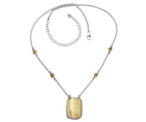 Yellow Aragonite and Citrine Necklace SDN1922 N-1012, 17x23 mm