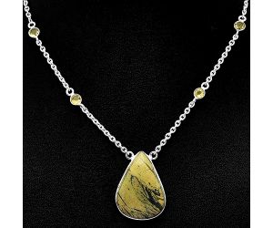 Mariposite and Citrine Necklace SDN1923 N-1012, 19x26 mm