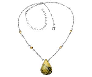 Mariposite and Citrine Necklace SDN1923 N-1012, 19x26 mm