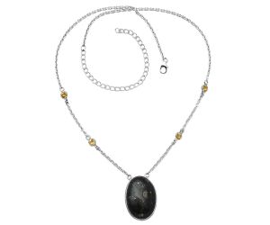 Nuummite and Citrine Necklace SDN1927 N-1012, 17x25 mm