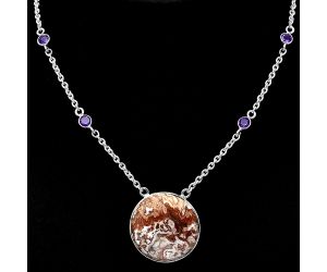 Rosetta Picture Jasper and Amethyst Necklace SDN1931 N-1012, 23x23 mm