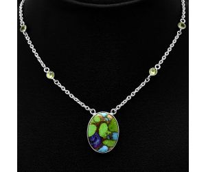 Multi Copper Turquoise and Peridot Necklace SDN1943 N-1012, 17x22 mm