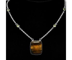 Tiger Eye and Peridot Necklace SDN1945 N-1012, 18x21 mm
