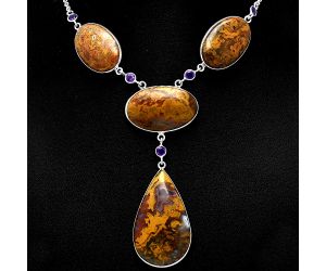 Rare Cady Mountain Agate and Amethyst Necklace SDN1948 N-1023, 23x38 mm