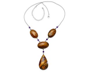 Rare Cady Mountain Agate and Amethyst Necklace SDN1948 N-1023, 23x38 mm