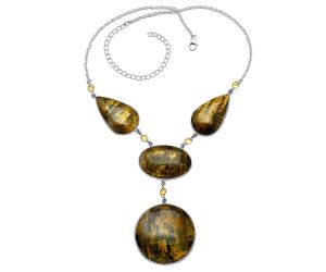 Nellite and Citrine Necklace SDN1952 N-1023, 34x34 mm