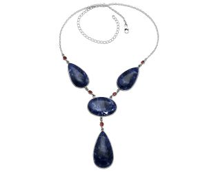 Sodalite and Garnet Necklace SDN1954 N-1023, 19x36 mm