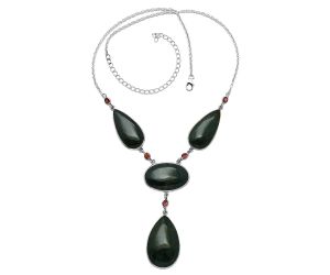 Blood Stone and Garnet Necklace SDN1956 N-1023, 19x31 mm
