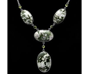 Peace Jade and Peridot Necklace SDN1963 N-1023, 21x30 mm