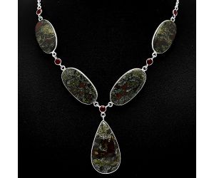 Dragon Blood Stone and Garnet Necklace SDN1967 N-1022, 18x34 mm