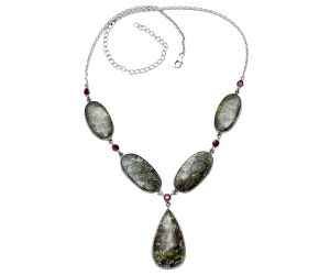 Dragon Blood Stone and Garnet Necklace SDN1967 N-1022, 18x34 mm