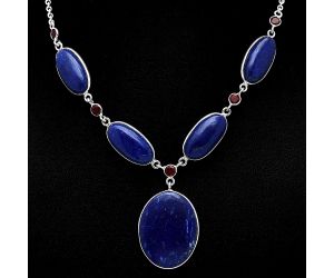 Lapis Lazuli and Garnet Necklace SDN1968 N-1022, 21x27 mm