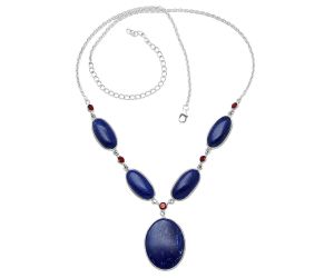 Lapis Lazuli and Garnet Necklace SDN1968 N-1022, 21x27 mm