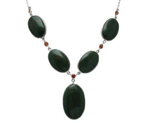 Blood Stone and Garnet Necklace SDN1978 N-1022, 20x33 mm