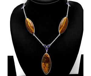 Rare Cady Mountain Agate and Amethyst Necklace SDN1980 N-1021, 20x44 mm