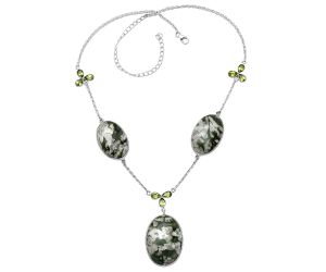 Peace Jade and Peridot Necklace SDN1983 N-1021, 22x31 mm