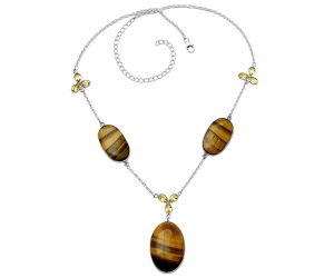 Tiger Eye and Citrine Necklace SDN1984 N-1021, 20x30 mm