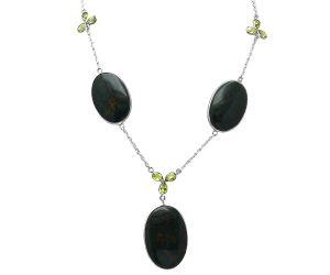 Blood Stone and Peridot Necklace SDN1985 N-1021, 21x31 mm