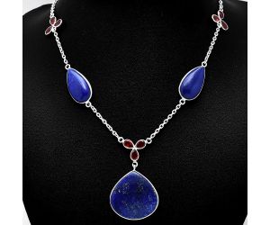 Lapis Lazuli and Garnet Necklace SDN1989 N-1021, 25x25 mm