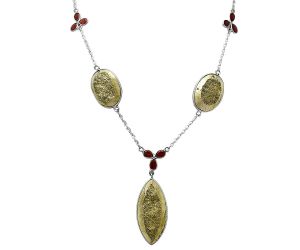 Apache Gold Healer's Gold and Garnet Necklace SDN1991 N-1021, 16x35 mm