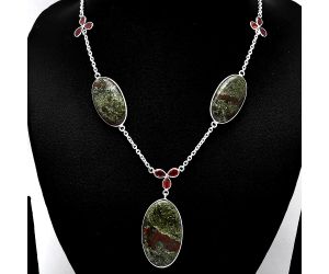 Dragon Blood Stone and Garnet Necklace SDN1994 N-1021, 20x34 mm