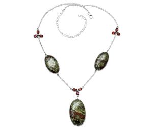 Dragon Blood Stone and Garnet Necklace SDN1994 N-1021, 20x34 mm