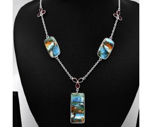 Spiny Oyster Turquoise and Garnet Necklace SDN1997 N-1021, 14x32 mm