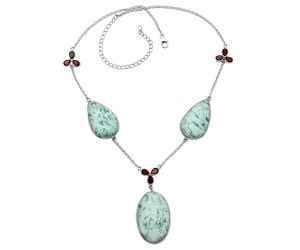 Royston Ribbon Turquoise and Garnet Necklace SDN1999 N-1021, 22x35 mm