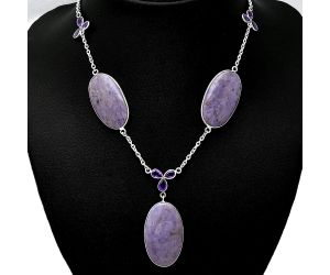Lavender Jade and Amethyst Necklace SDN2001 N-1021, 19x32 mm